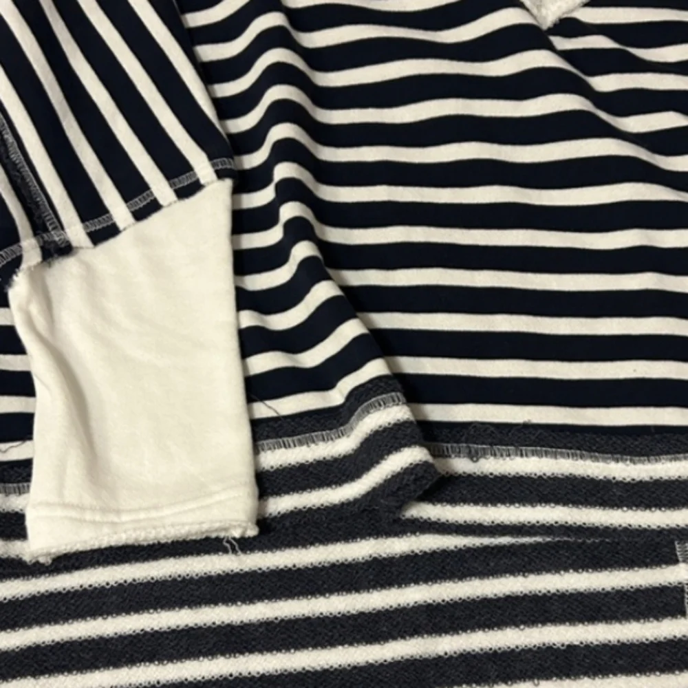 Free People We The Free Main Squueze Navy White Striped Poncho V Neck Pullover S - Picture 8 of 9